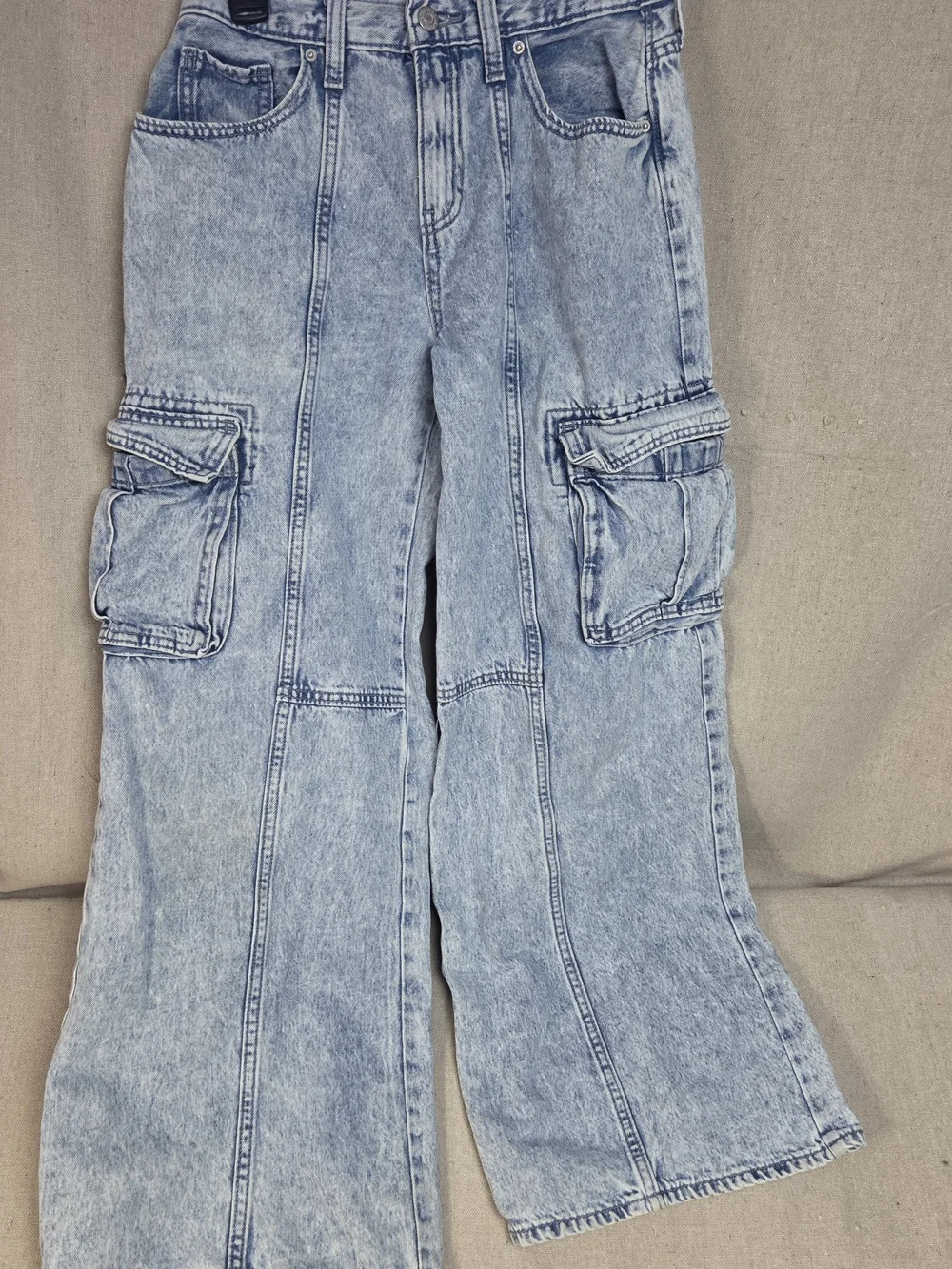 Light Blue Kids' Denim Cargo Jeans